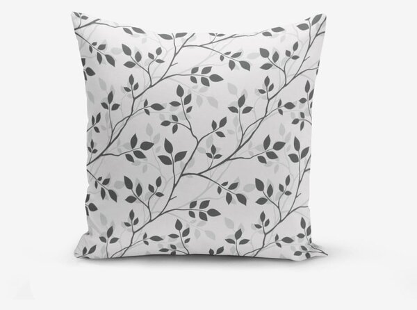 Black Friday - Grey Background Leaf pamutkeverék párnahuzat, 45 x 45 cm - Minimalist Cushion Covers
