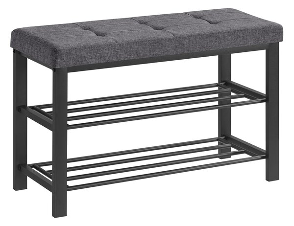 Cipőtartó pad szürke ülőkével MOBRIX 81x49 cm, fekete