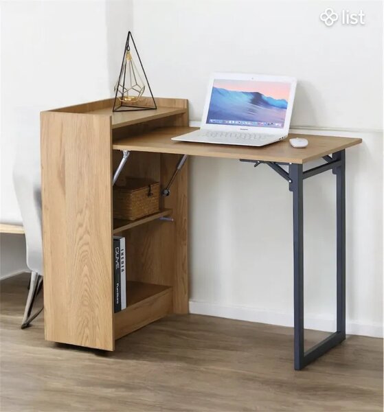 Intenso Home összecsukható íróasztal / számítógépasztal polcokkal 102x58cm | Masszív kialakítás; Aranytölgy szín