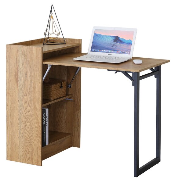 Intenso Home összecsukható íróasztal / számítógépasztal polcokkal 102x58cm | Masszív kialakítás; Aranytölgy szín