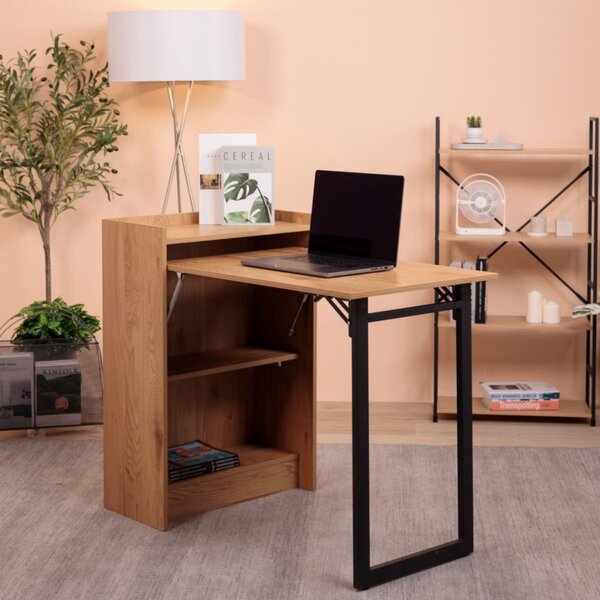 Intenso Home összecsukható íróasztal / számítógépasztal polcokkal 102x58cm | Masszív kialakítás; Aranytölgy szín