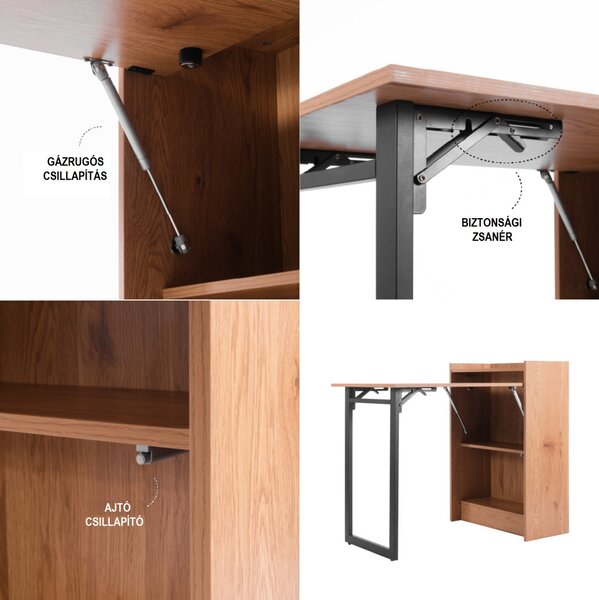 Intenso Home összecsukható íróasztal / számítógépasztal polcokkal 102x58cm | Masszív kialakítás; Aranytölgy szín