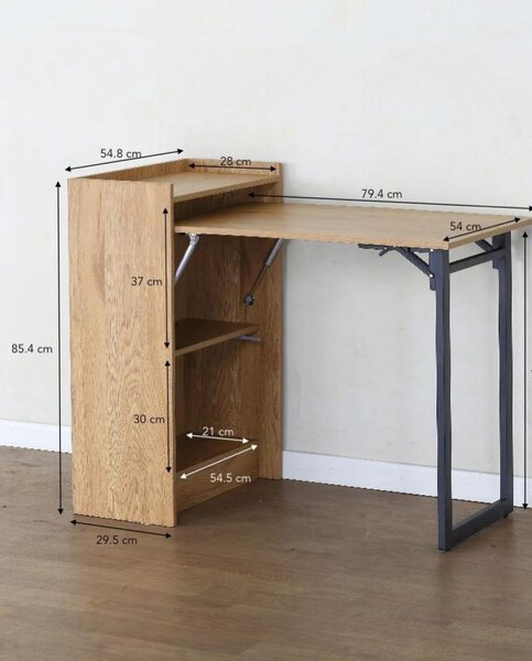 Intenso Home összecsukható íróasztal / számítógépasztal polcokkal 102x58cm | Masszív kialakítás; Aranytölgy szín