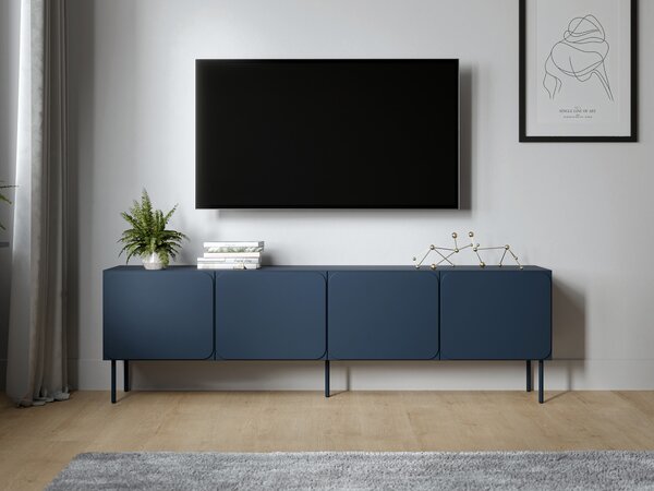 TV-állvány Fentore 101, Közepes sűrűségű farostlemez, Laminált forgácslap, 61x200x40cm, Indigó