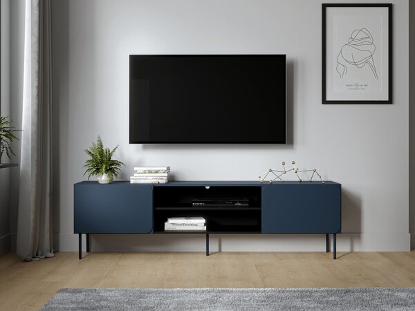 TV-állvány Fentore 102, Közepes sűrűségű farostlemez, Laminált forgácslap, 58x200x40cm, Indigó
