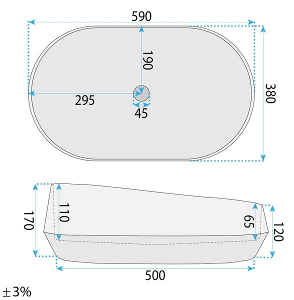 Rea Zoe Marlo, pultra szerelhető mosdó 590x380x170 mm, kőutánzat, REA-U3539
