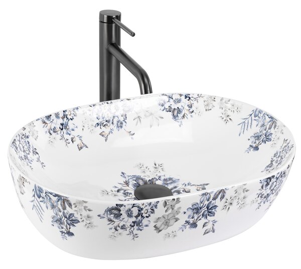 Rea Veronica Shiny, pultra szerelhető mosdó 485x350x135 mm, fehér-kék, REA-U7890