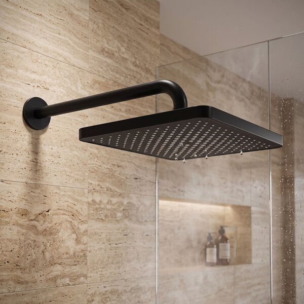 Rea Rea, téglalap alakú esőztető zuhanyfej 380x210 mm, JS-032, matt fekete, REA-P0393