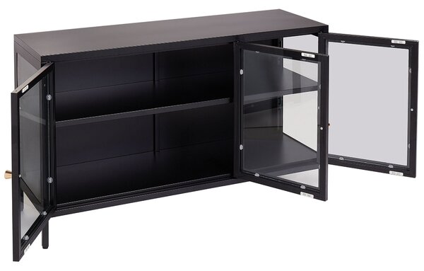 Vitrin NEWPORT Fém 115 cm Fekete