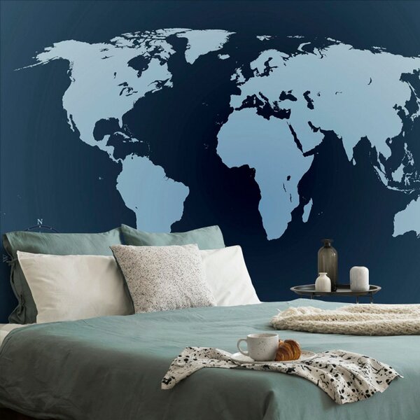 Tapéta világtérkép kék árnyalataiban