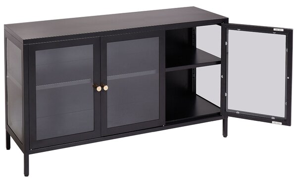 Vitrin NEWPORT Fém 115 cm Fekete