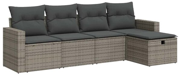 5 részes szürke polyrattan kerti ülőgarnitúra párnákkal