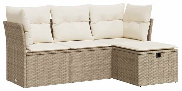 4 részes bézs polyrattan kerti ülőgarnitúra párnákkal