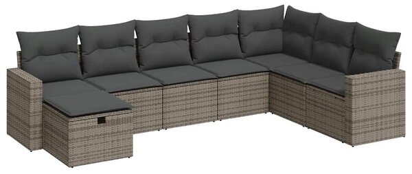 8 részes szürke polyrattan kerti ülőgarnitúra párnákkal