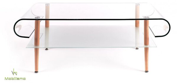 Silva Dohányzóasztal F-628 - Hajlított, Edzett Üveg. Méret: 120 × 60 × 42 Cm