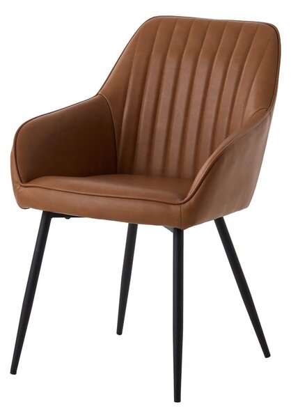 Barna kárpitozott karfás étkezőfotel szett 2 db-os Nolan Stripe – Unique Furniture