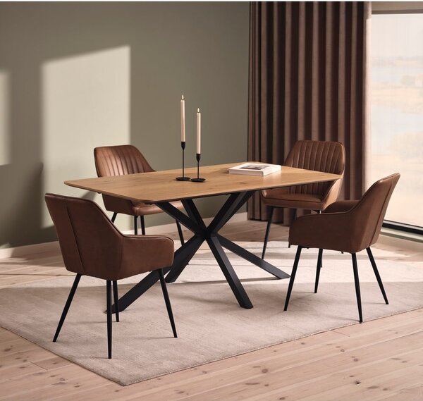 Barna kárpitozott karfás étkezőfotel szett 2 db-os Nolan Stripe – Unique Furniture