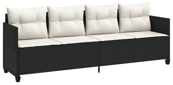 VidaXL 5 részes fekete polyrattan kerti kanapészett párnákkal