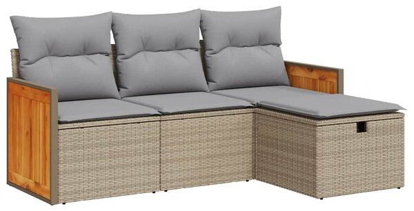 4 részes bézs polyrattan kerti ülőgarnitúra párnákkal