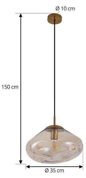 Lindby Lelia lógó világítás, borostyán, üveg, Ø 35 cm, dimmelhető, Krém / borostyánsárga, Nappali / Étkező, Üveg, Dizájn