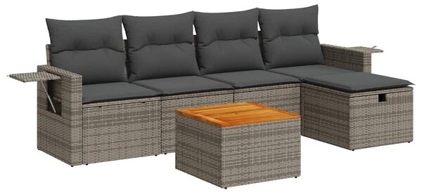 6 részes szürke polyrattan kerti ülőgarnitúra párnákkal
