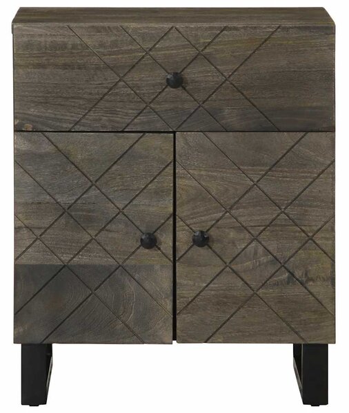 Fekete tömör mangófa éjjeliszekrény 50 x 33 x 60 cm