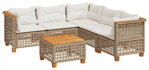 6 részes bézs polyrattan kerti ülőgarnitúra párnával