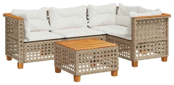 5 részes bézs polyrattan kerti ülőgarnitúra párnákkal