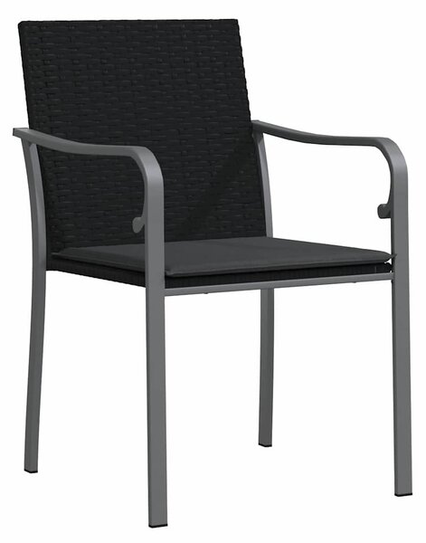 Kert étkező szett 7 db Fekete és Szürke PE Rattan