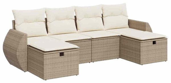 6 részes bézs polyrattan kerti ülőgarnitúra párnával