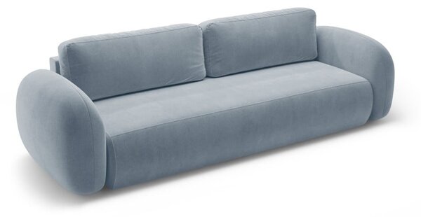 Szürkéskék bársony kinyitható-tárolóhelyes kanapé 262 cm Tonale – Cosmopolitan Design