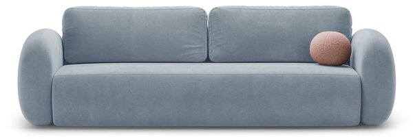 Szürkéskék bársony kinyitható-tárolóhelyes kanapé 262 cm Tonale – Cosmopolitan Design