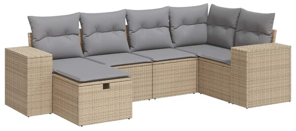 6 részes bézs polyrattan kerti ülőgarnitúra párnával