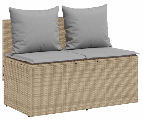 3 részes bézs polyrattan kerti étkezőgarnitúra párnákkal