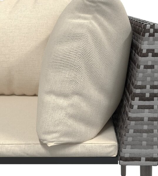 5 részes szürke polyrattan kerti ülőgarnitúra párnákkal