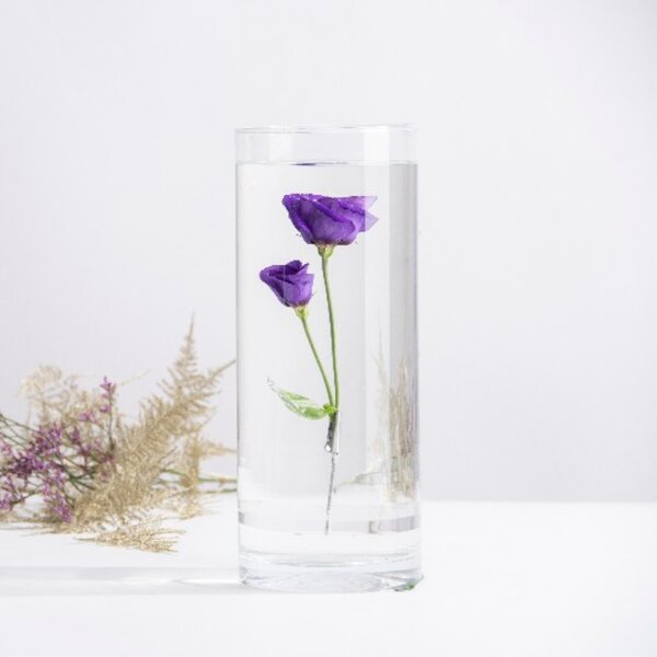 Henger alakú üveg váza, merülő virágoknak, M