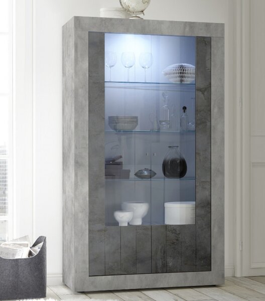 URBINO Beton-Oxidált Üveges szekrény 2 ajtós 110cm