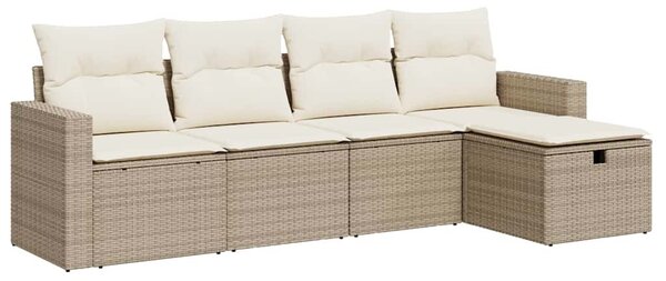 5 részes bézs polyrattan kerti ülőgarnitúra párnákkal
