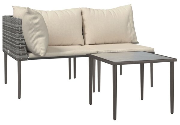 3 részes szürke polyrattan kerti ülőgarnitúra párnákkal