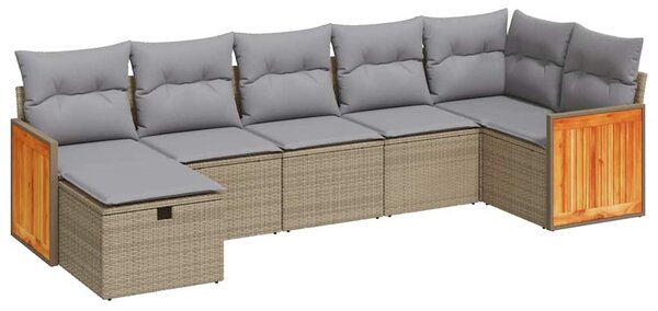 7 részes bézs polyrattan kerti ülőgarnitúra párnákkal