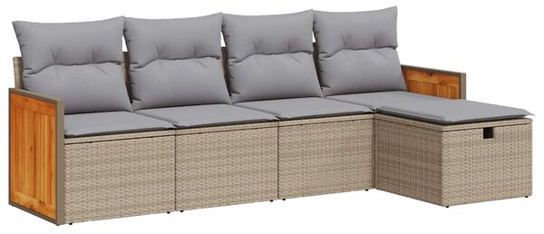 5 részes bézs polyrattan kerti ülőgarnitúra párnákkal