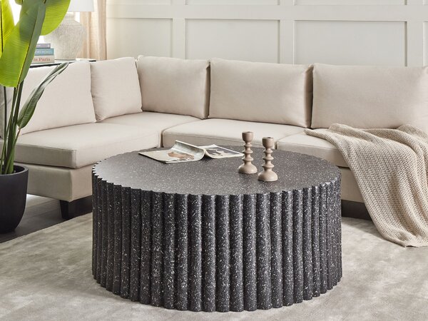 Dohányzóasztal POZZA II 106 cm 106 cm Terrazzo hatású Fekete terrazzo