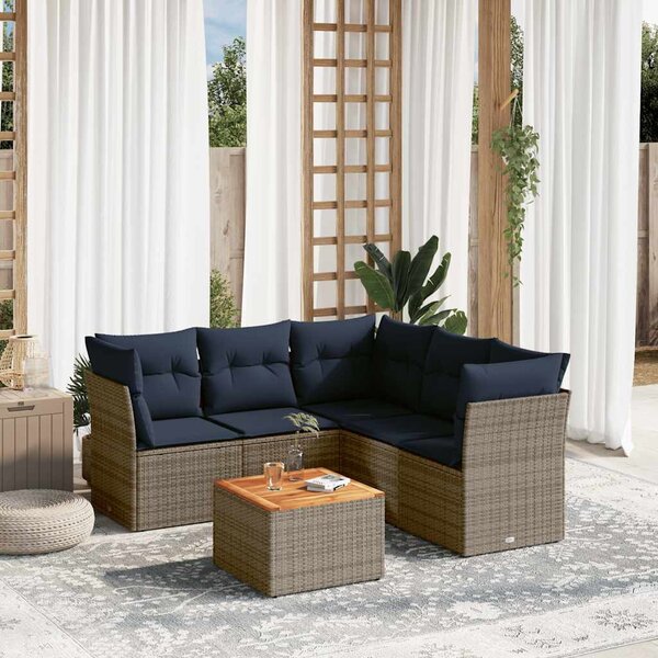 6 részes szürke polyrattan kerti ülőgarnitúra párnával