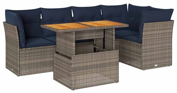 6 részes szürke polyrattan kerti ülőgarnitúra párnákkal