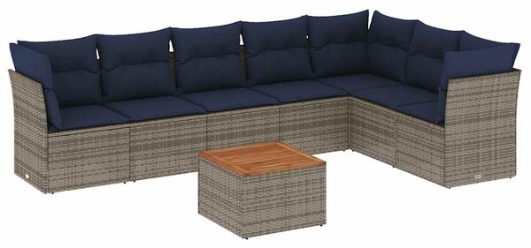 8 részes szürke polyrattan kerti ülőgarnitúra párnával
