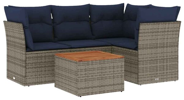 5 részes szürke polyrattan kerti ülőgarnitúra párnával