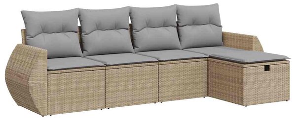 5 részes bézs polyrattan kerti ülőgarnitúra párnákkal