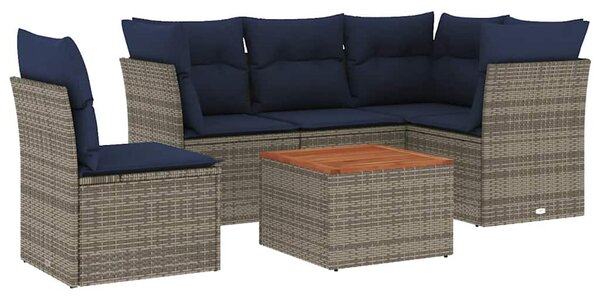 6 részes szürke polyrattan kerti ülőgarnitúra párnával
