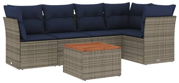 6 részes szürke polyrattan kerti ülőgarnitúra párnával