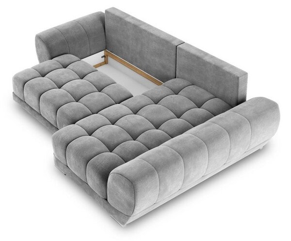 Nuage szürke kinyitható sarokkanapé bársony kárpittal, jobb oldali - Windsor & Co Sofas